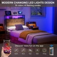IKIFLY Twin Size Storage Headboard with LED Lights & Charging Station