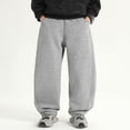 thumbnail image 4 of BOOMNY Toddler Boys Baggy Sweatpants Wide Leg Jogger Pants for Boys Casual Solid Color Elastic Waist Drawstring Cozy Athletic Trousers for Children, 4 of 9