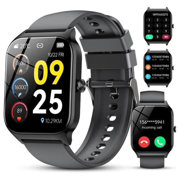 New Smart Watch Fits for Android and IPhone, 1.85 inch Fitness Tracker, Men Women's Smartwatch with Answer/Make Calls/Message Reminder/112 Sports Modes, IP68 Waterproof, for Gift Black