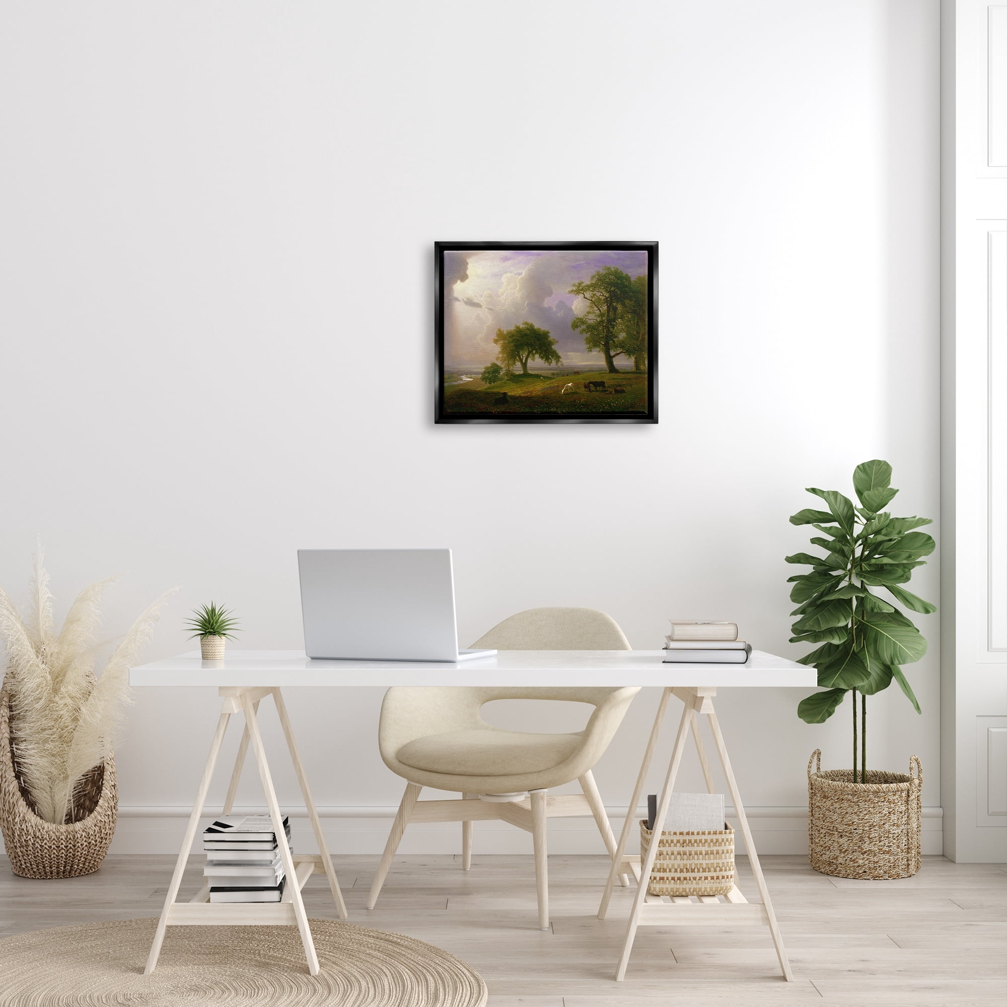 Stupell Industries California Spring Classic Albert Bierstadt Landscape Painting Painting Jet Black Floating Framed Canvas Print Wall Art, Design by one1000paintings