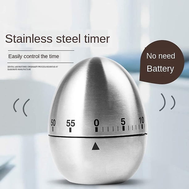 Reloj temporizador con forma de huevo, 2 uds., temporizador de cocina, temporizador de cocina de acero inoxidable con 60 minutos para cocinar, herramienta de cocina para hornear XianweiShao 8390605602238