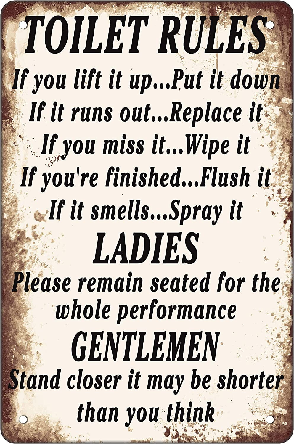 Restroom Warning Metal Tin Sign Toilet Rules Retro Poster for Vintage