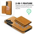 thumbnail image 3 of Wallet Case for Samsung Galaxy S25 Compatible with Mag-Safe for Men Women, Detachable Magnetic 2-in-1 PU Leather Wallet Phone Case Cover with Folio Card Slot Holder for Samsung Galaxy S25, Brown, 3 of 8