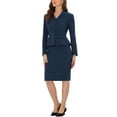 thumbnail image 5 of INSPIRE CHIC Women's Suit Sets Business Outfits Collarless Peplum Blazer Formal Pencil Skirt Suit 2 Piece Set XS Dark Blue, 5 of 7