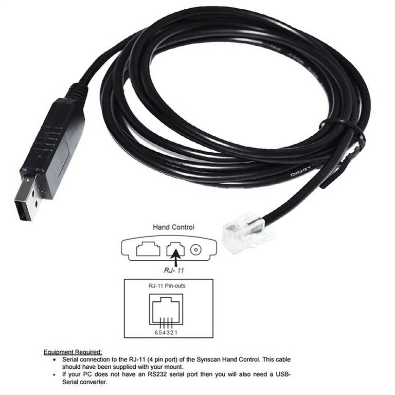 håndjern Sow industrialisere USB To Rj11 Rj12 6P4C Adapter Serial Control Cable EQMOD Cable for Az-  Mount Pc Connect for Hand Control Cable,5M - Walmart.com