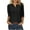 Black, variant on Women's Fashion Casual 3/4 Sleeve Button T-Shirt, Round Neck Solid Color Print Blouse, Comfortable Loose Fit Top for Daily Wear, Versatile Casual Shirt Available in Multiple Sizes