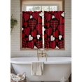 thumbnail image 4 of Valentine's Day Bathroom Window Curtain, Red Black Love Hearts Plaid Romantic Light Filtering Coffee Kitchen Curtains, Bedroom Living Room Curtains 2 Panel 84"x45", 4 of 6