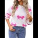 thumbnail image 2 of Suéter de Mujer Otoño 2025 - Jersey de Larga con Cuello Redondo, Jersey de Punto Oversize, Jersey Informal con Estampado Rosa Roja M, 2 of 10