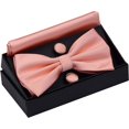 thumbnail image 2 of LAICAIW Mens Solid Color Double Fold Pre-tied Bow Tie and Pocket Square Cufflink Set with Gift Box, 2 of 7