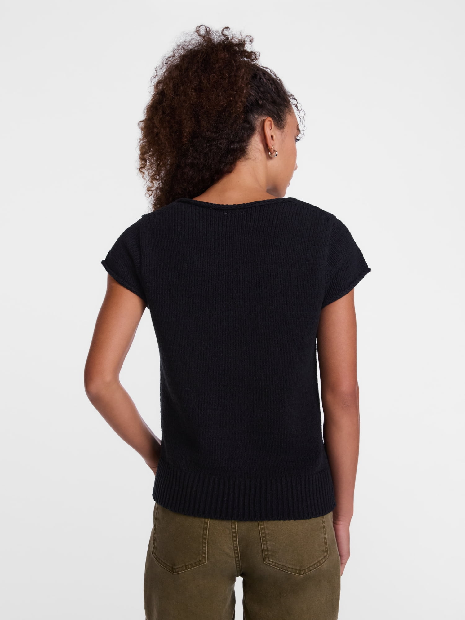 Scenario Women's and Women's Plus Pullover Rollneck Lightweight Sweater with Short Sleeves, Sizes XS-4X
