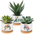 thumbnail image 1 of Maceta de cerámica para regalo con diseño de tortuga marina y bandeja de bambú, 3 unidades, 1 of 6