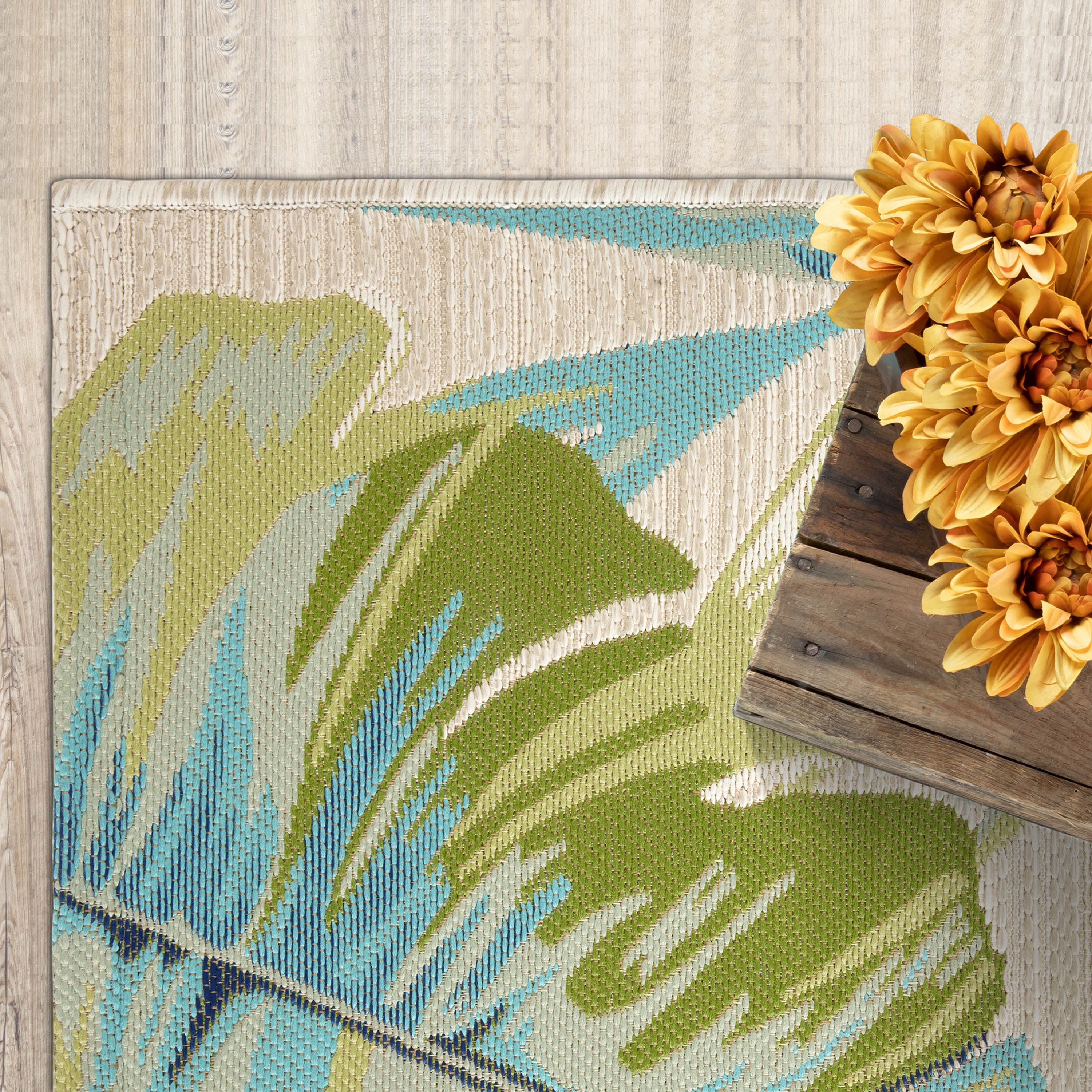 (3 pack) Better Homes & Gardens 5'x7’ Woven Tropical Oasis Outdoor Rug