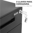 thumbnail image 4 of Archivero Metálico Guardex 3 Gavetas AM04N Con Ruedas De Apoyo Negro, 4 of 6
