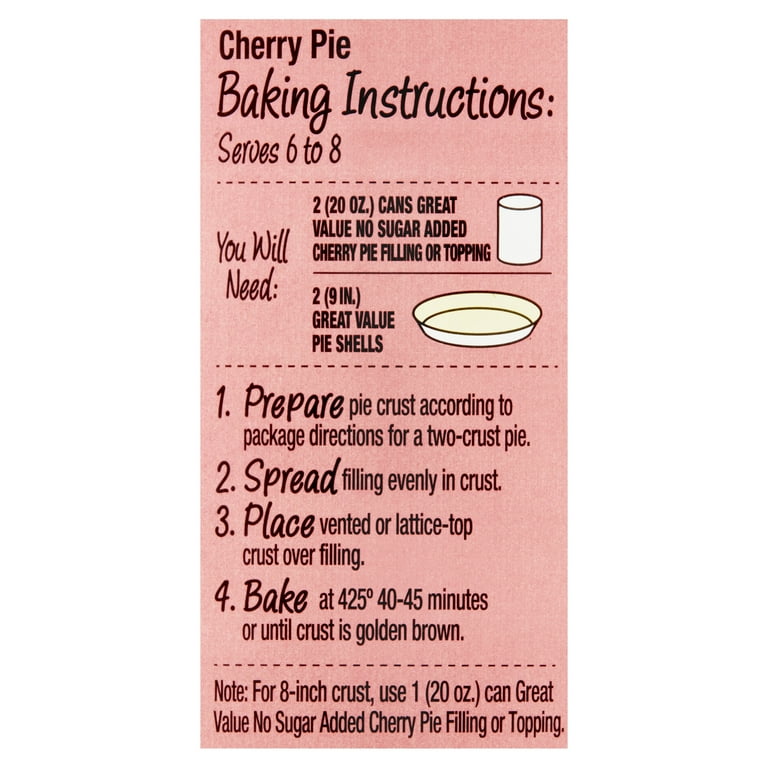 Great Value Cherry Pie Filling 20 oz for Desserts and Toppings