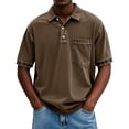 thumbnail image 3 of Mens Vintage Washed Polo Shirts Classic Fit Pullover Shirts Summer Lapel Button Tops Casual Retro Distressed Tee Top, 4XL, 3 of 5