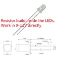 thumbnail image 4 of 50pcs 12V 3mm red LED Built-in Resistor 9V Gauge Cluster Instrument Light Emitting diodes, 4 of 4