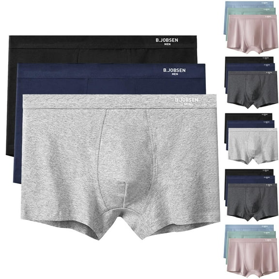 UVEASISHA 3PC Underwear for Men Cotton Boxer Briefs Low Rise Breathable Sporty Underpants Dark Gray 4XL