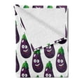 thumbnail image 2 of Farming Soft Flannel Fleece Blanket, Funny Eggplants Smiling Cheerful Faces Organic Food Cook Theme Cartoon, Cozy Plush for Indoor and Outdoor Use, 50" x 60", Dark Purple and Green, by Ambesonne, 2 of 5