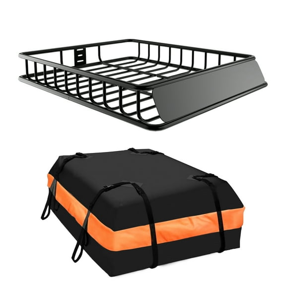 51"x36"x5" Roof Rack,Heavy Duty Rooftop Cargo Carrier,Roof Basket with Waterproof Bag,Elastic Net with Attachment Hooks,Ratchet Strap,Universal Roof Rack Fits for SUV Truck,260lbs Capacity