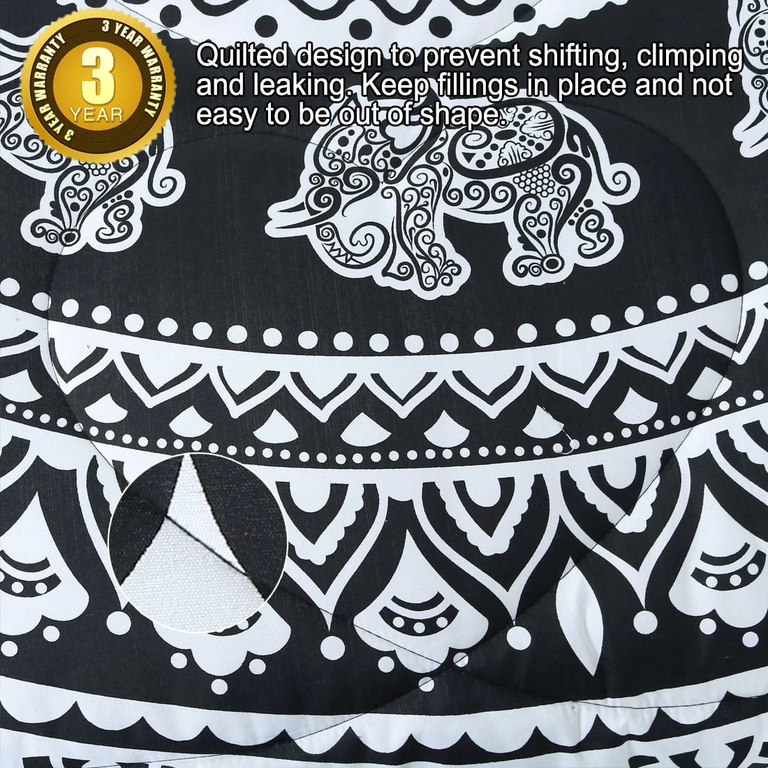 Unique Bargains 3-Piece Bohemian Luxury Polyester Comforter Set 100%Polyester Queen