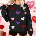thumbnail image 2 of Womens Valentines Sweatshirt Funny Sequins Love Heart Graphic Long Sleeve Shirt Casual Loose Pullover Top, 2 of 9