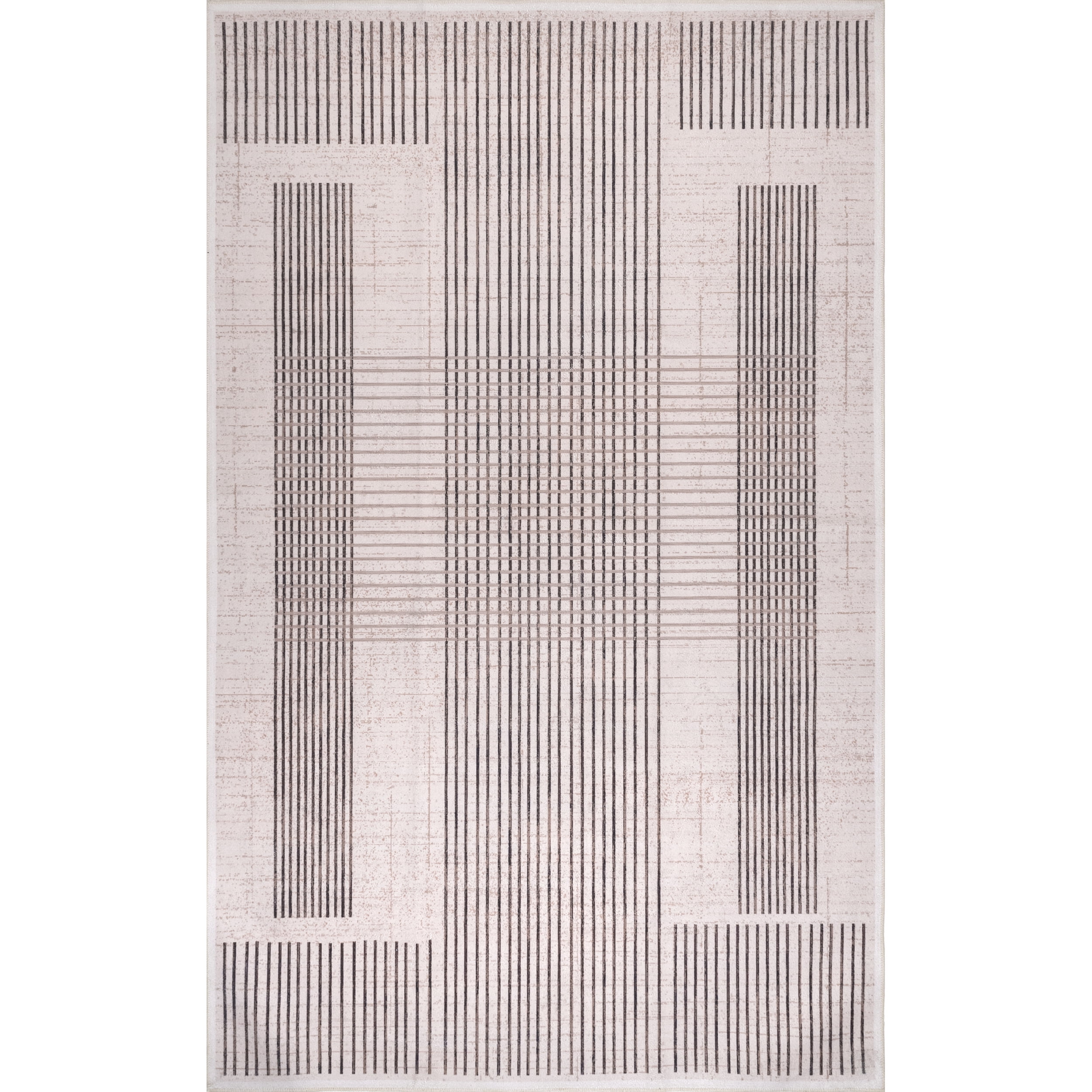 nuLOOM Erica Machine Washable Modern Striped Block Area Rug, 5' x 8', Grey