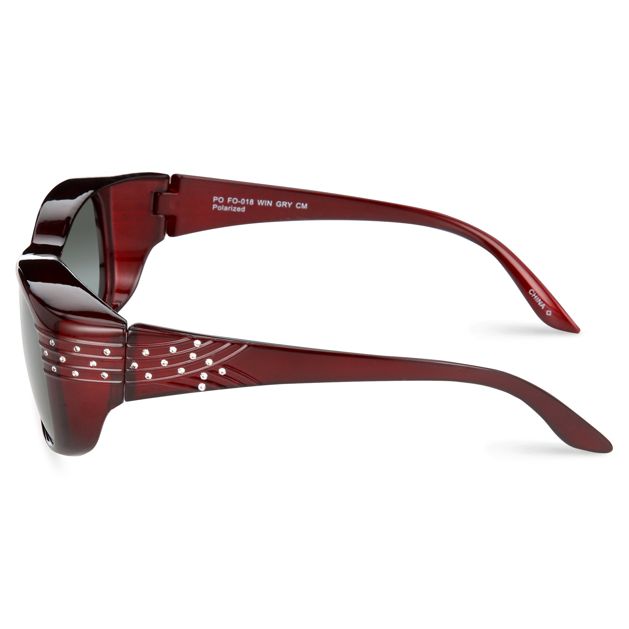 Polar Optics Women's FO-018 WIN GRY CMT Plastic Fits Over Sunglasses Wine