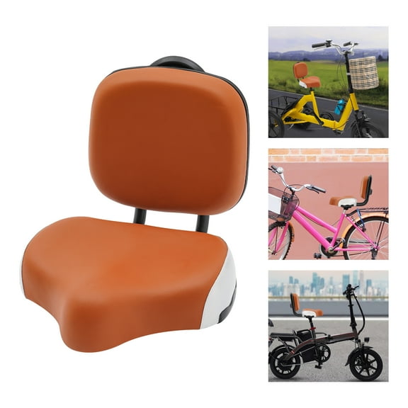 Adjustable Comfortable Tricycle Seat with Backrest, Durable Foam & Iron Cushion for Electric Cars, Beach Bikes, and Road Bikes – Easy Install, Brown