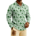 thumbnail image 2 of Men's St. Patrick's Day Shamrock Henley Long Sleeve Pullover Casual Top Shirt, 2 of 6