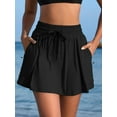 thumbnail image 3 of Anwell Womens 2 in 1 High Waisted Drawstring Swim Skirts Tummy Control Swim Bottoms with Pockets, 3 of 8