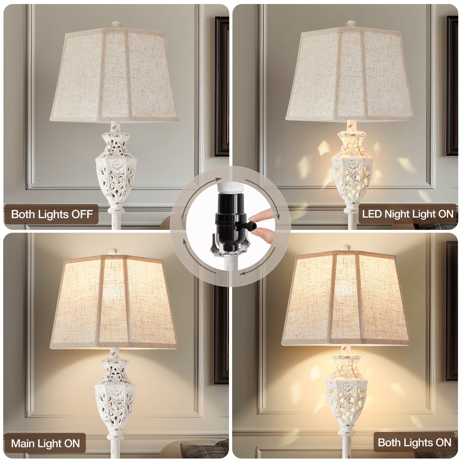 NATYSWAN Vintage Floor Lamp,Resin Tall Standing Lamp with 6-Sided Carved Hollow Nightlight,63in Reading Lamps for Living Room, Bedroom