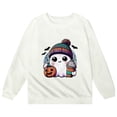 thumbnail image 4 of HNMKIU Chandail en Molleton de Mode pour Filles Halloween Imprimé Mignon Col Rond Manches Longues Chandail Décontracté pour Enfants Tout-Petits Blanc, 2-3 Ans, 4 of 4