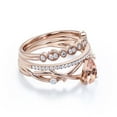 thumbnail image 2 of Boho & hippie 2.10 Carat Pear Cut Morganite And Diamond Moissanite Unique Engagement Ring, Wedding Ring, Inspired And Branch Ring in 925 Sterling Silver With 18k Rose Gold Plating, Trio Ring Set, 2 of 3