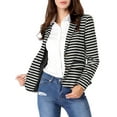 thumbnail image 6 of MODA NOVA Juniors Notched Lapel Long Sleeves Button Striped Blazer, 6 of 7