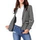 thumbnail image 5 of Blazer de rayas negro de manga larga con solapa de pico para mujer Inspire Chic 2XL, 5 of 8