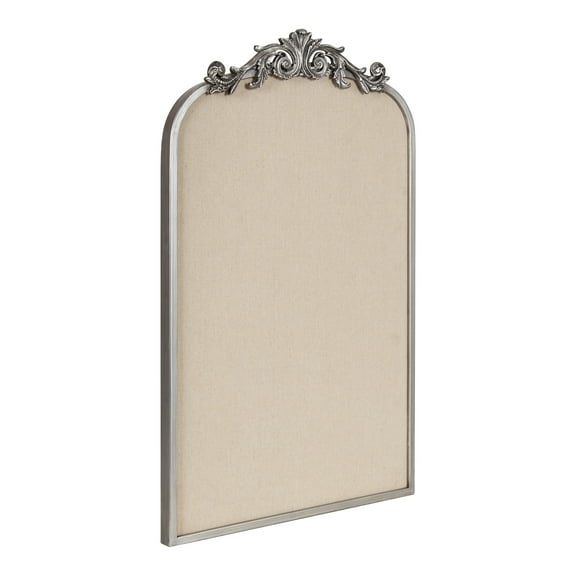 Kate and Laurel Arendahl Arch Pinboard, Silver, 19 x 31, Framed Arched Ornate Vintage Pinboard for Unique Display, Organization, and Decor Options