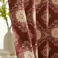 thumbnail image 6 of THD Lonny Ogee Ikatt Damask Patterned Window Grommet Curtains Bedroom - Light Blocking Darkening Window Panels, Set of 2 (Spice Red, 52 W x 84 L), 6 of 8