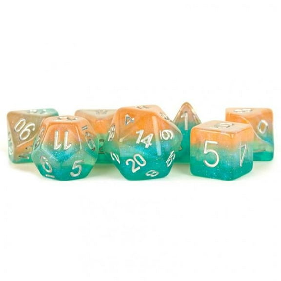 Metallic Dice Games LIC766 Layered Stardust Sunset Dice, Set of 7