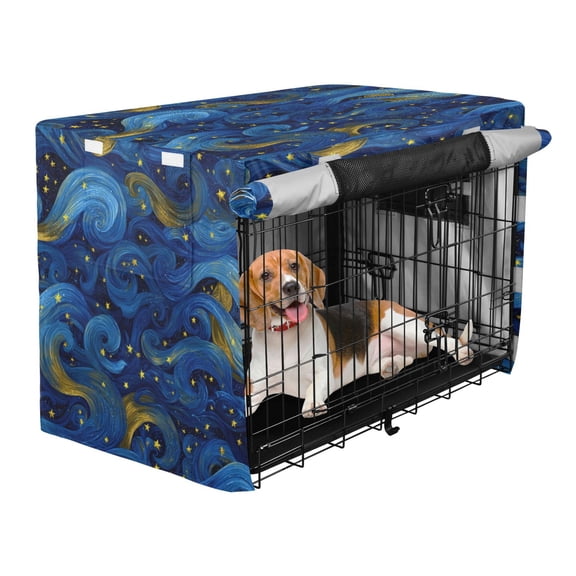 Qxltty Blue Swirled Waves Crate Cover Durable Oxford Cloth Pet Kennel Sunshade Universal Fit for 35in Wire Cage