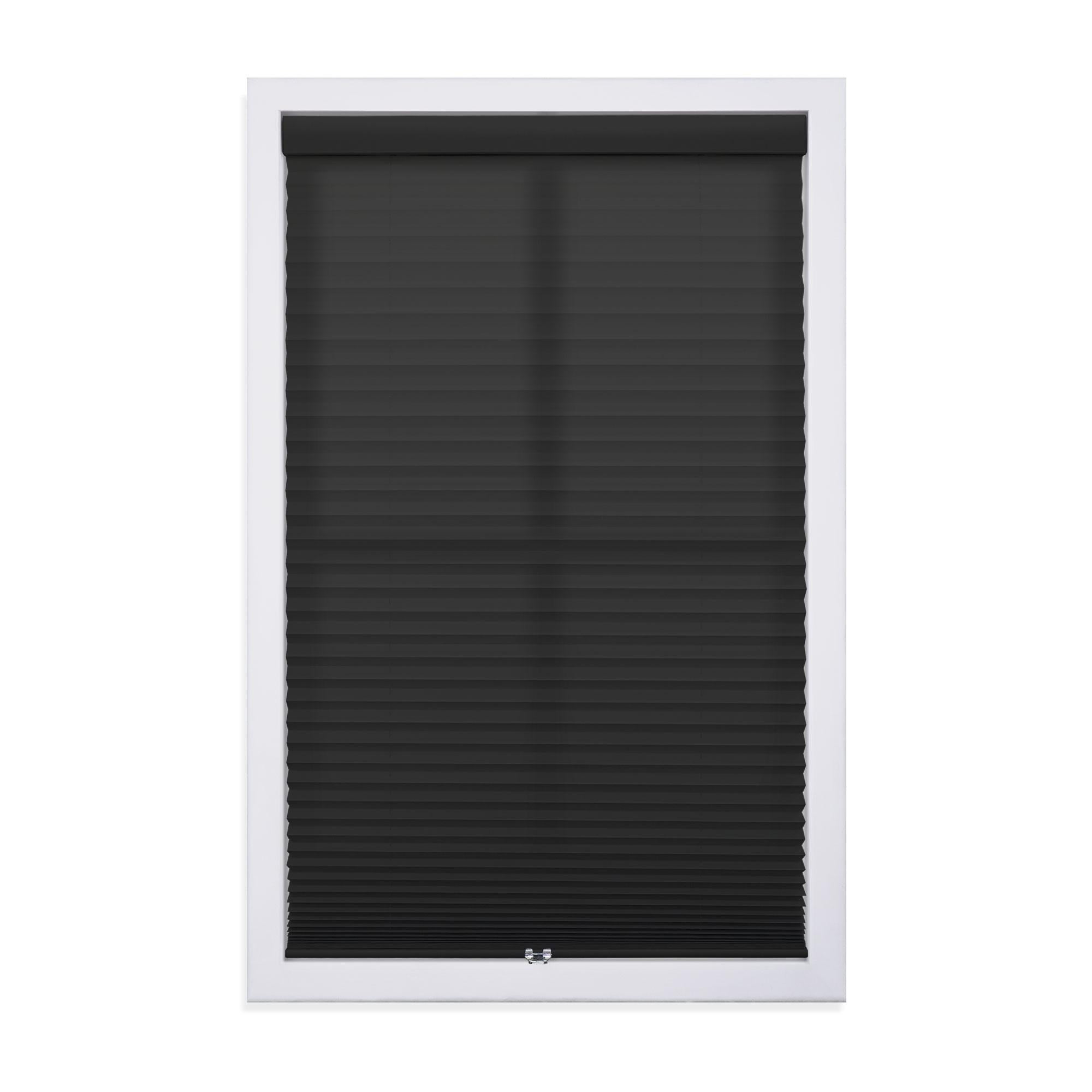 Regal Living Cordless Light Filtering Polyester Pleated Shades, Black - 38 in. W x 72 in. L