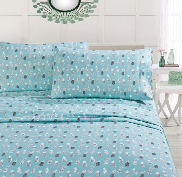 Your Zone Pineapple Print Microfiber Sheet Set, Multiple Colors