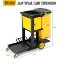 thumbnail image 5 of TUFFIOM Janitorial Cart with Key-Locking Cabinet, 3-Shelf Commercial Cleaning Cart, Housekeeping Caddy with Locker,Wheeled with Yellow Vinyl Bag, Black, Great for Hotel, Stores, Schools, and Business, 5 of 9