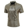 thumbnail image 3 of Mens 70S Disco Costume Bronzing Lapel Shirt Short Sleeve Button Down T Shirts, 3 of 9
