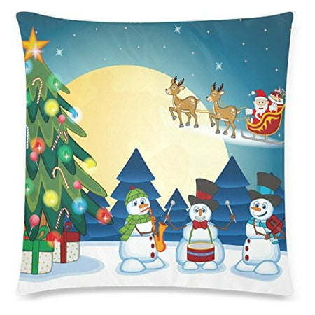 Reindeer Home Decor ZKGK Fantasy Christmas Tree Santa Claus Reindeer Home Decor Pillowcase 18 x 18 Inches,Funny Snowmen Play the Guitar Pillow Cover Case Shams Decorative ()
