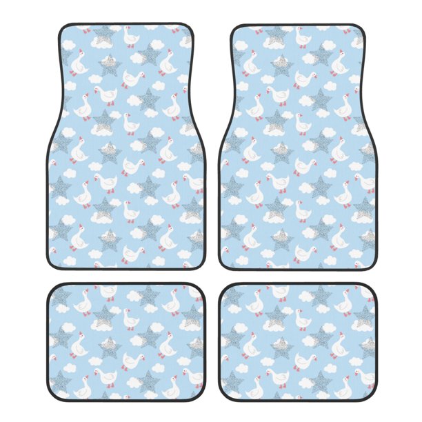 Balery Cute Goose On A Blue Sky Juego de 4 Alfombrillas para Auto, Revestimientos de Caucho Resistente, Diseño Antideslizante