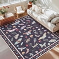 thumbnail image 1 of GlowSol  4x6 Charming Botanical Butterfly & Insect Washable Area Rug, Non-Slip Low-Pile Stain Resistant Floor Carpet for Living Room Bedroom Nursery Home Decor, Black, 1 of 9