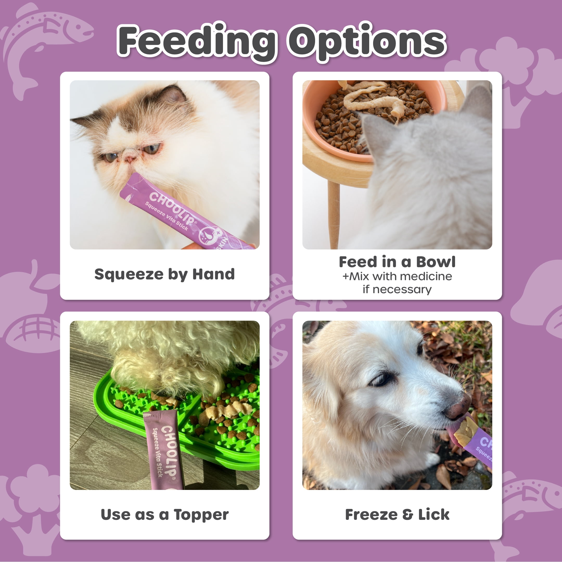 Choolip Vita Stick Skin and Coat Support Lickable Treats for Cats & Dogs, 25.9 oz (49ct)