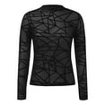 thumbnail image 7 of Lace Mesh Sheer Long Sleeve Tops for Women Neck Ted See Through Tee Going Out Fitted Tight T Shirts Blouses M, 7 of 7