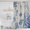 thumbnail image 4 of Blue Coastal Starfish Waterproof Fabric Shower Curtain,Beach Ocean Nautical Shells Conch Waterproof Fabric Shower Curtain for Bathroom Curtains Bathtubs Shower Curtains with 12 Hooks Standard 72x72, 4 of 8