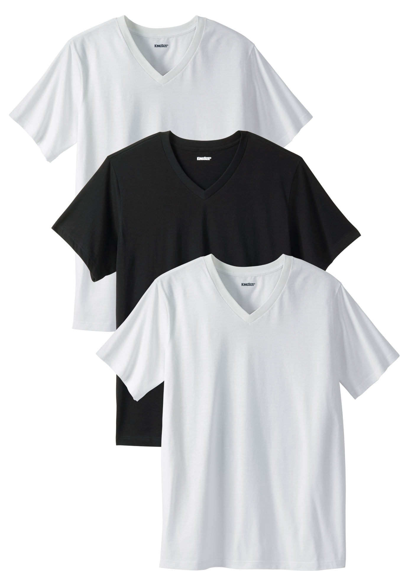 KingSize Mens Big & Tall Cotton V-Neck Undershirt 3-Pack 